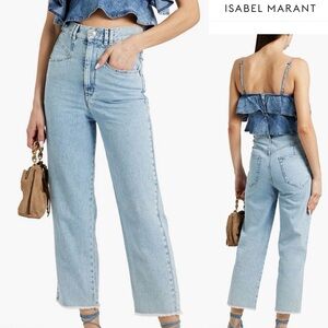 ISABEL MARANT Dilali cropped high-rise straight-leg jeans light blue